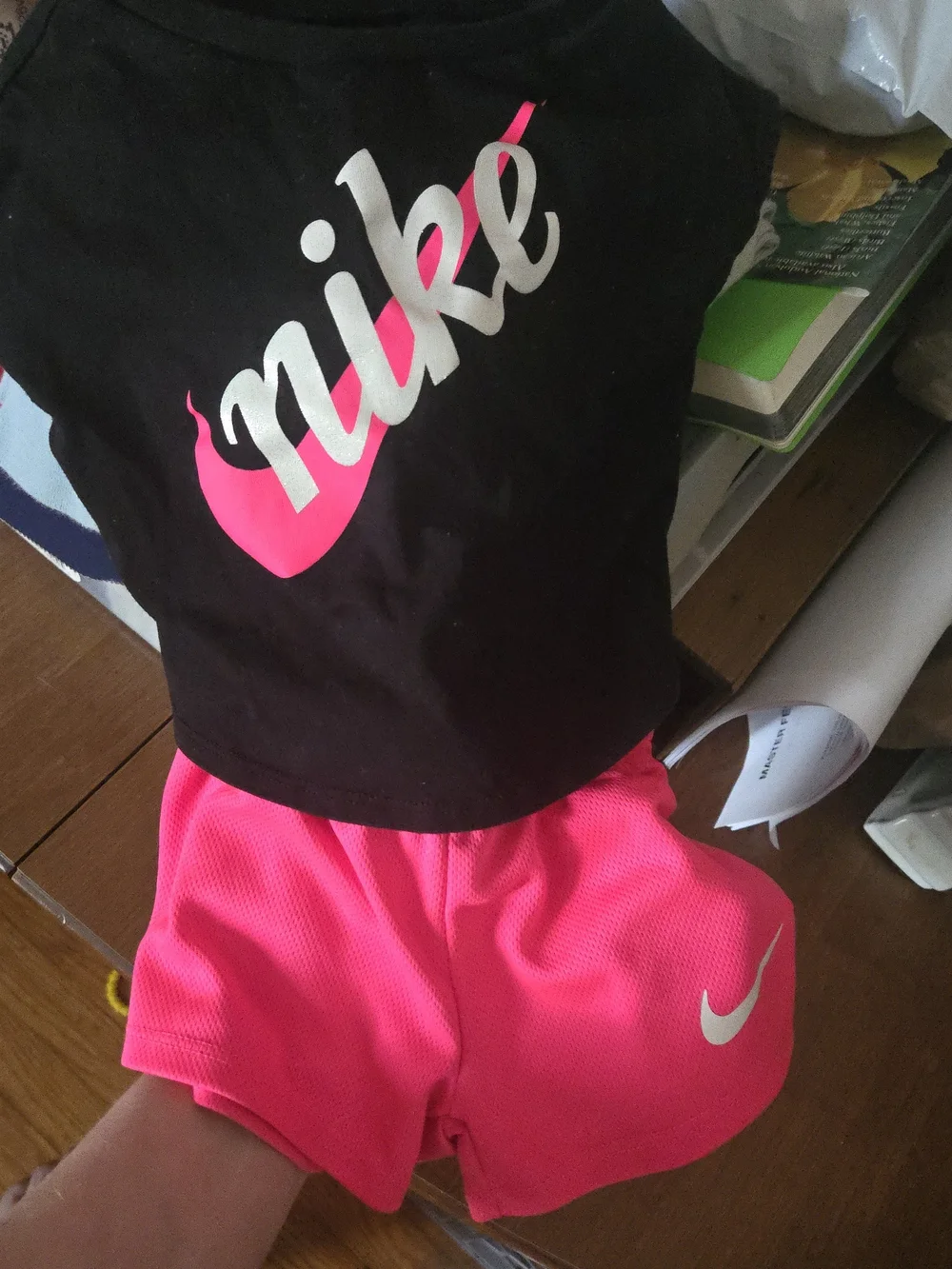 Nike Girls' Black Tee & Pink Shorts Set